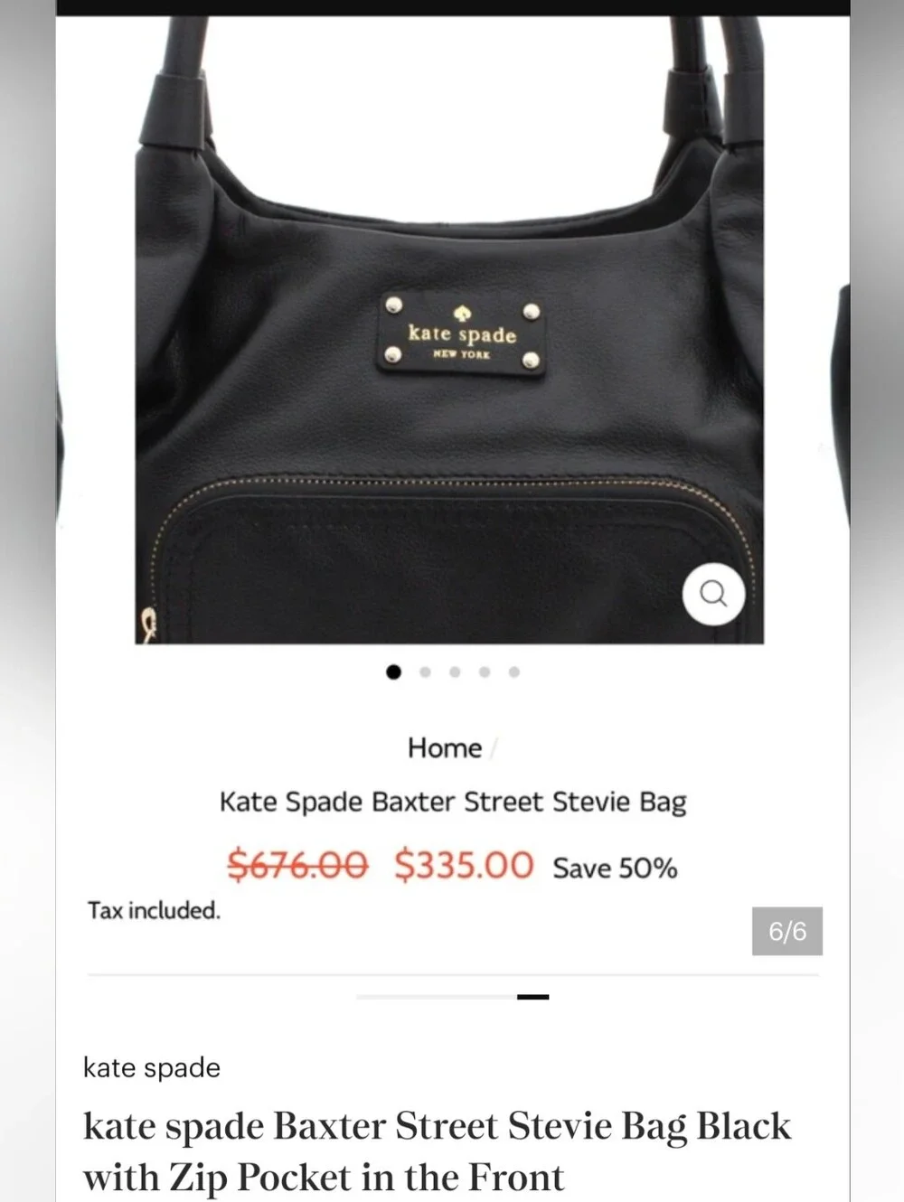 Kate Spade Baxter Street Stevie Bag In Black Leather